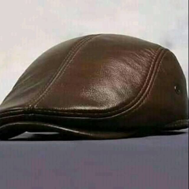 TOPI PET PRIA ASLI KULIT/TOPI KULIT PRIA MODEL PET