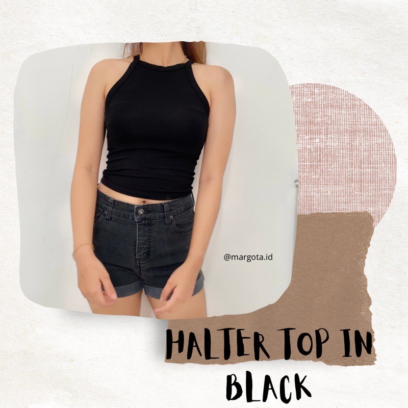 Margota Halter Top / Tank Top / Singlet tali / Inner / Daleman-Hitam