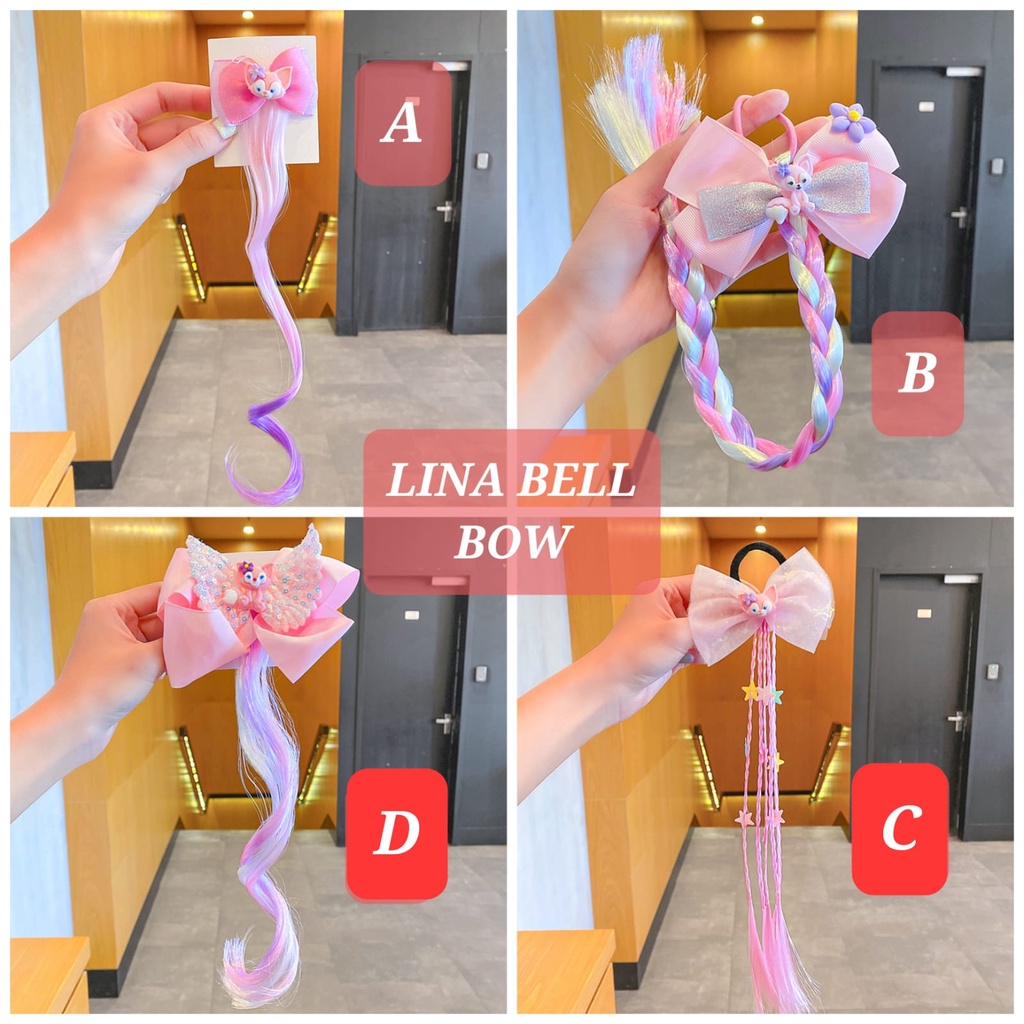 LINA BELL BOW AKSESORIS FASHION ANAK PEREMPUAN IMPORT KOREA LUCU WIG RAINBOW