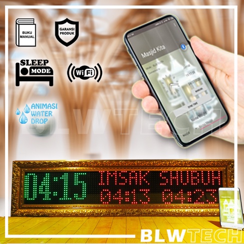 Jam Digital Masjid Jadwal Sholat Digital Iqomah 111x31 dengan auto tartil murottal setting android