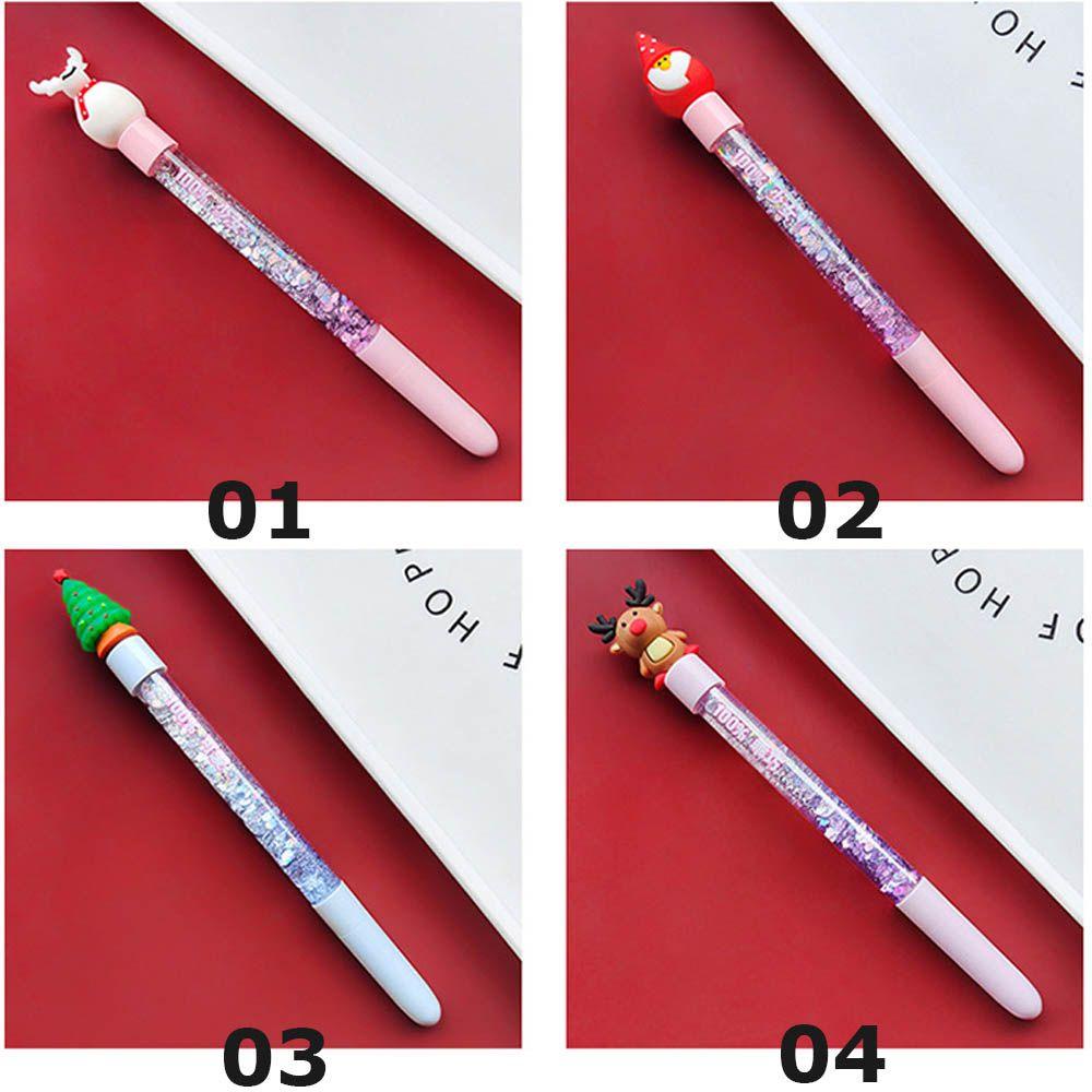 【 ELEGANT 】 Pena Pasir Hisap Natal Elk Santa Claus Kantor Perlengkapan Sekolah Snowman Stationery Xmas Tree Christmas Gel Pen