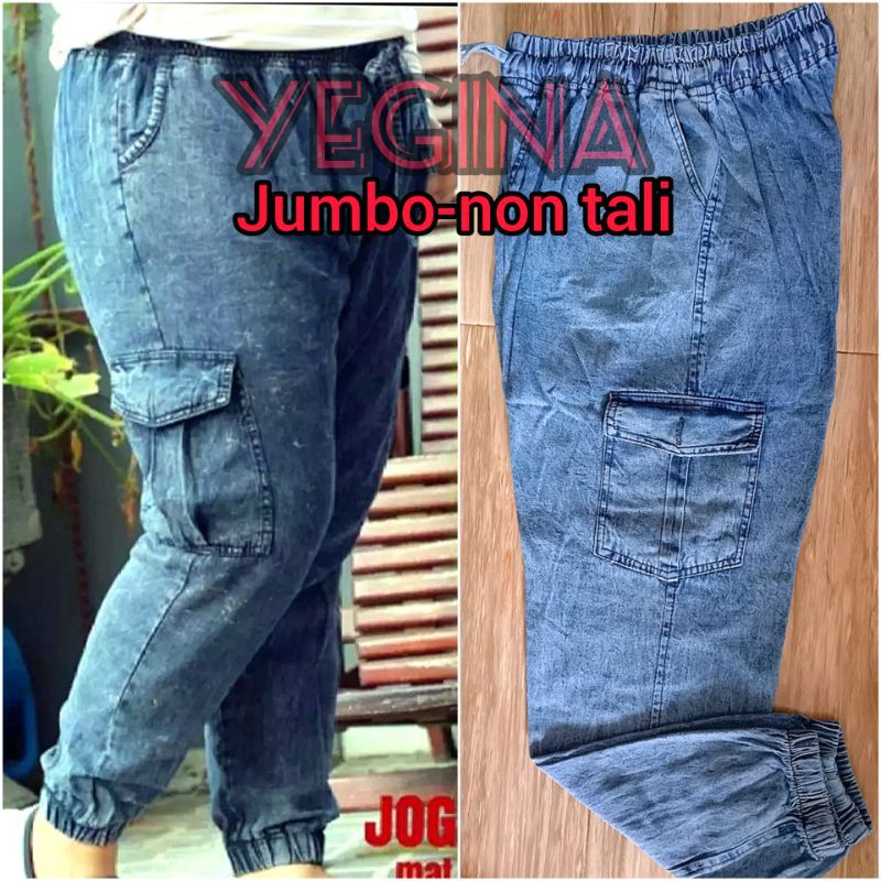 CELANA JOGER CARGO JEANS STANDAR JUMBO WANITA DEWASA TERMURAH REALPIC BAHAN HALUS TIDAK LUNTUR