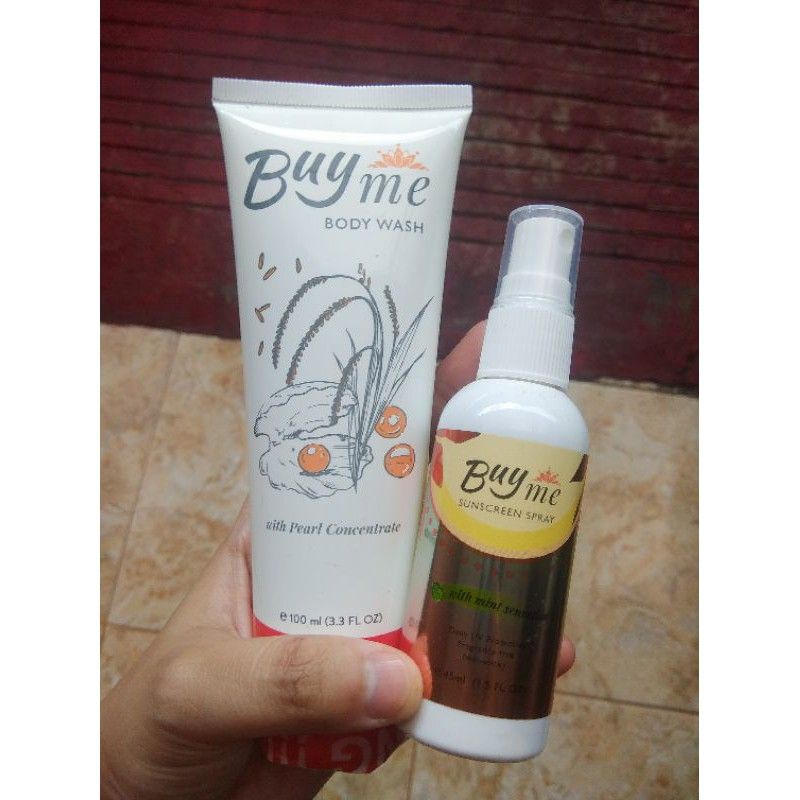 PAKET PEMUTIH BADAN BUYME - BUY ME SUNCREEN SPRAY + BODY WASH MEMUTIHKAN KULIT SELURUH TUBUH