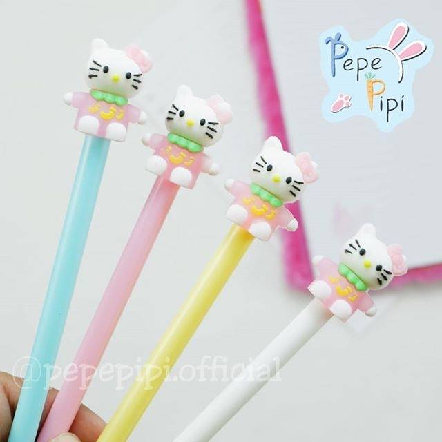 4 dan 12 pcs Pena Hello Kitty/ Helo Kiti, Pen Bolpen Pulpen Gelpen Karakter Lucu Unik Murah