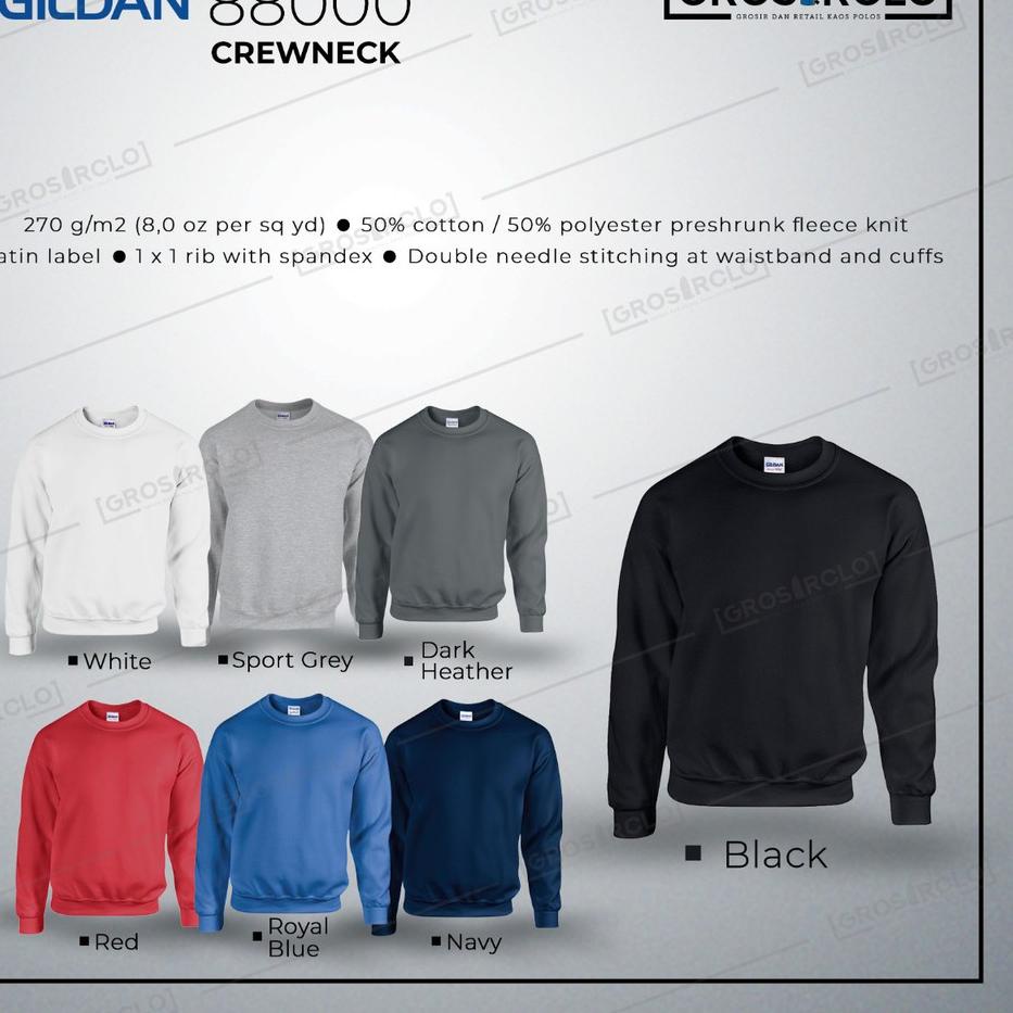 Terbaru?>mrc-501 Jaket Sweater Crewneck Polos GILDAN FLEECE 88000 ORIGINAL IMPORT MURAH S M L XL 2X