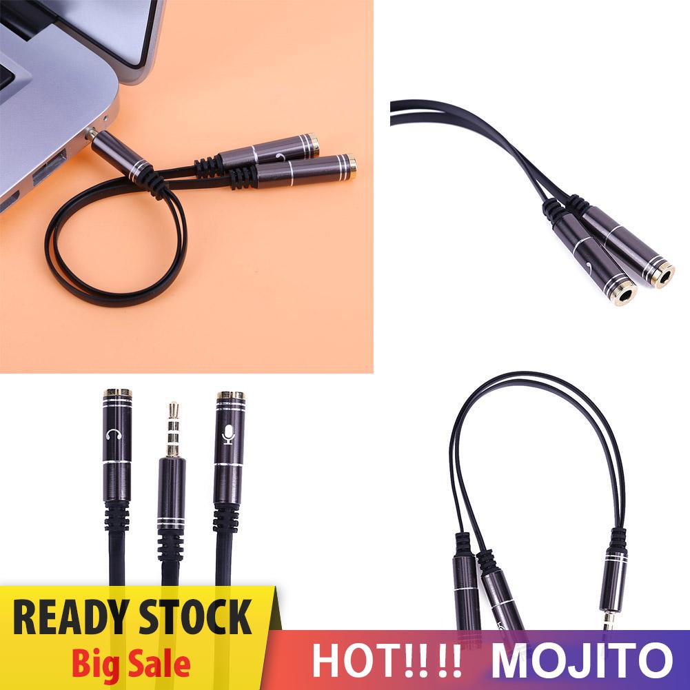 MOJITO 3.5mm Stereo Audio Male to 2 Female Headphone Mic Y Splitter Cable Adapter