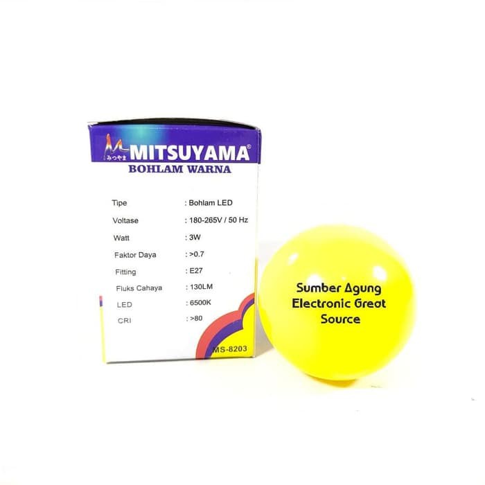 Lampu Bohlam Warna LED 3W Kuning Yellow Mitsuyama MS8203