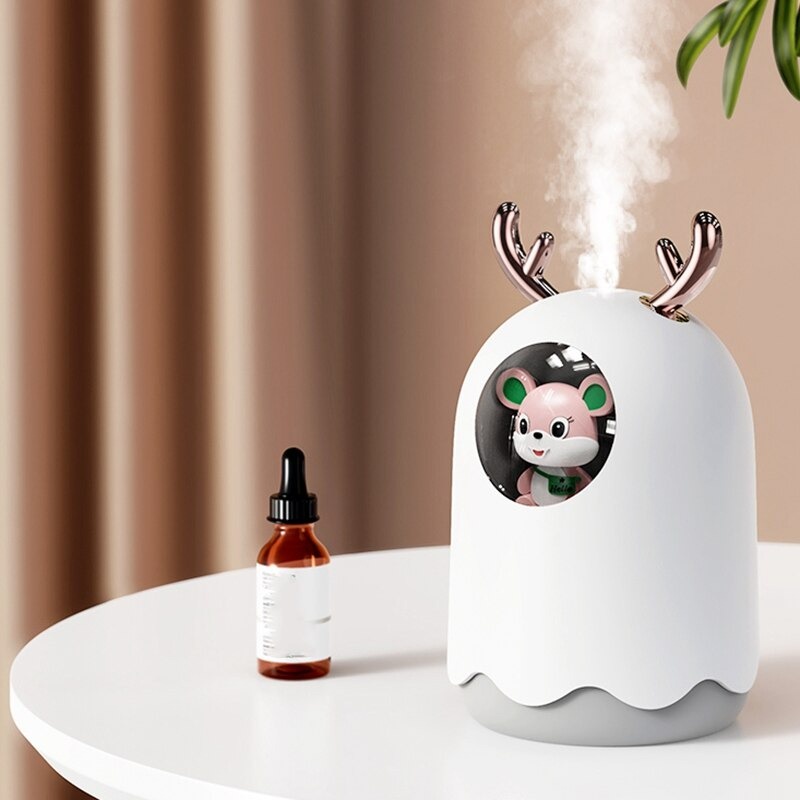 (MAINANKYU) of MengChong Humidifier Pelembab Udara Aromatherapy Oil Diffuser Cute Design 300ml - pink