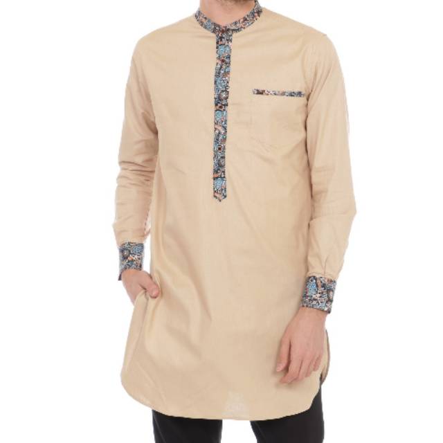 Gamis pria cream list batik
