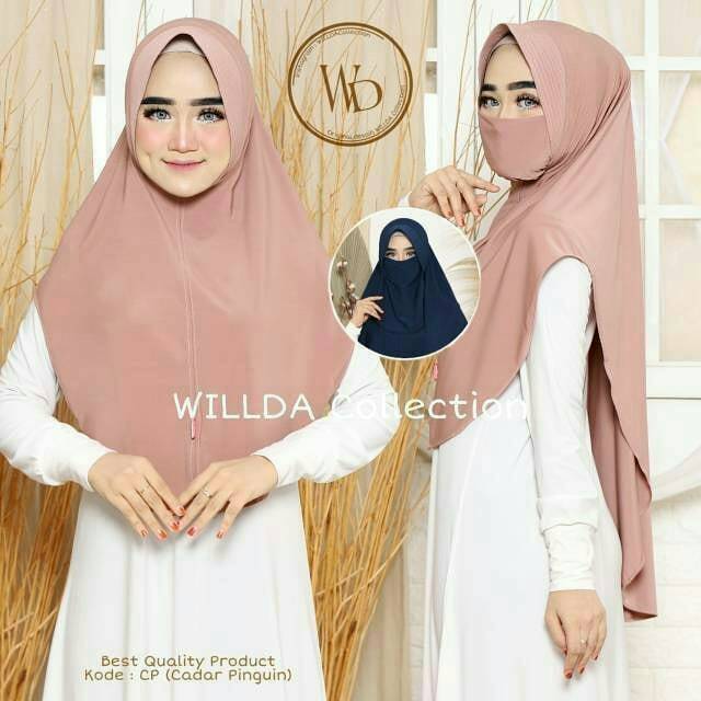 Kerudung Niqob / Niqab WILLDA Collection All Size Jilbab Pinguin Khimar bergo wilda