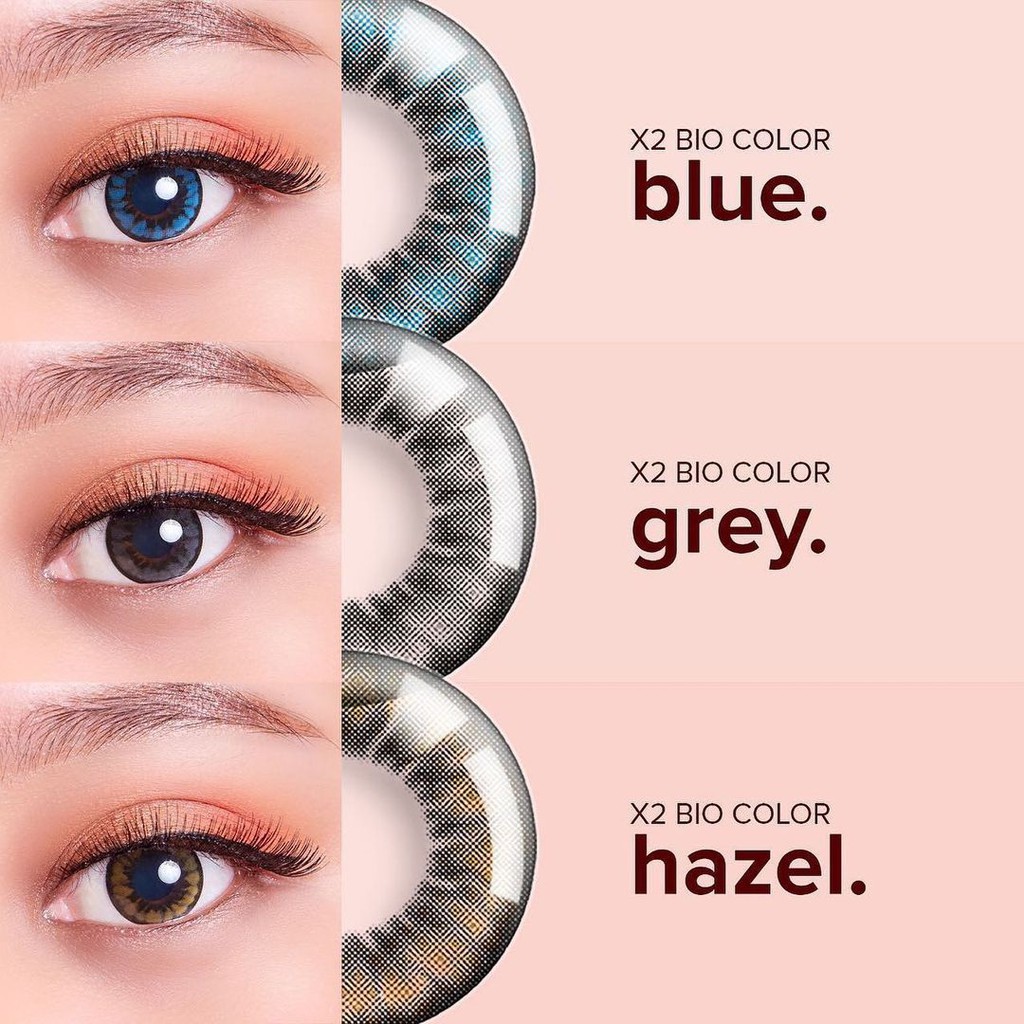 Softlens X2 BIO COLOR DIA 14.50mm NORMAL &amp; MINUS GREY HAZEL BLUE (-0.50 S/D -3.00) GRAY / Lensa  Kontak/BS