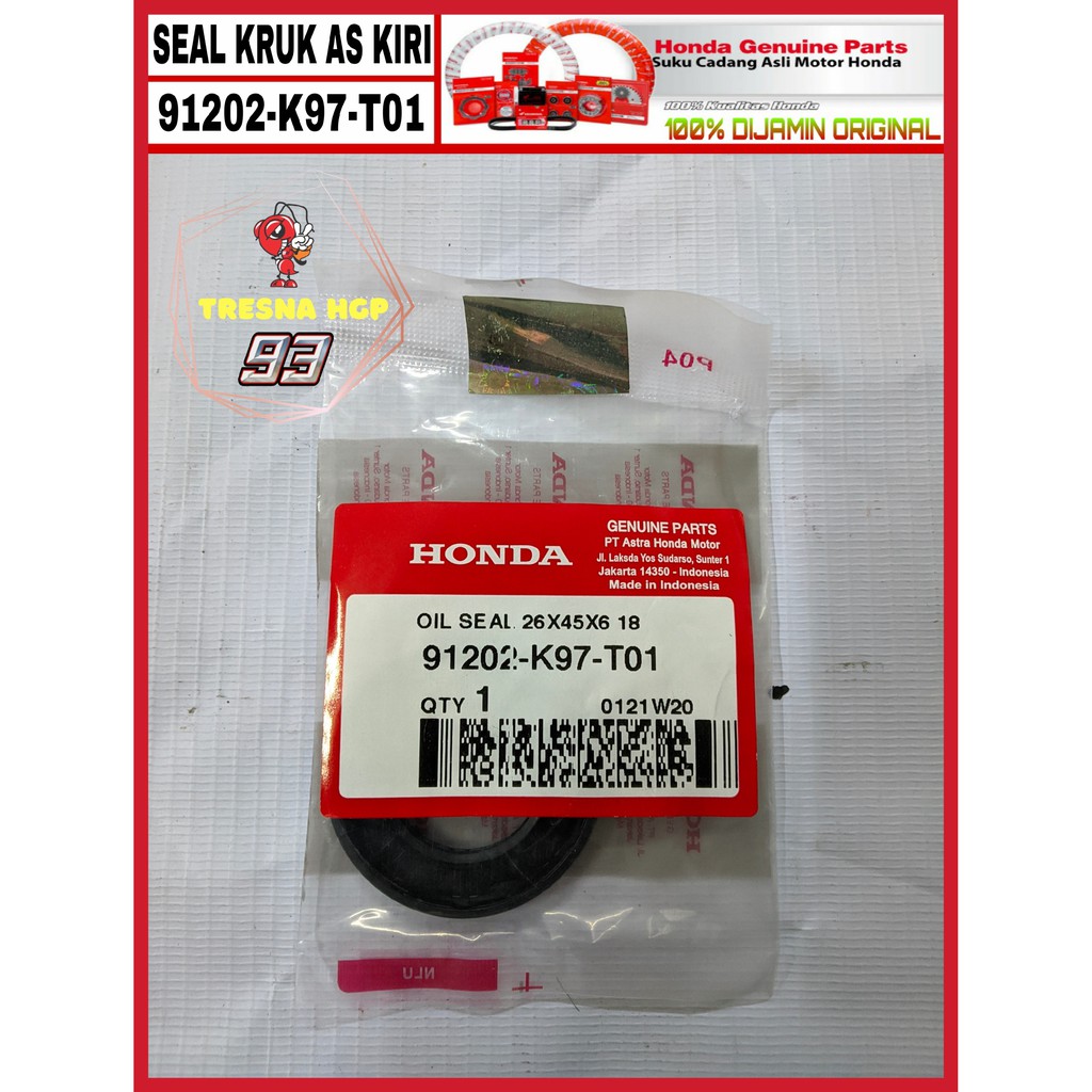 91202-K97-T01 SEAL KRUK AS KIRI NEW PCX 150 K97 & ADV 150 K0W ORIGINAL | OIL SEAL 26X45X6 18 91202K9
