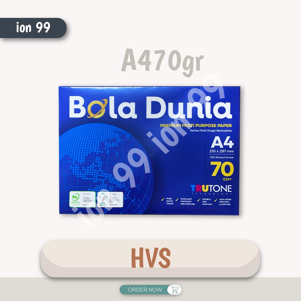 

Kertas HVS 70gr A4 F4 Bola Dunia Rim