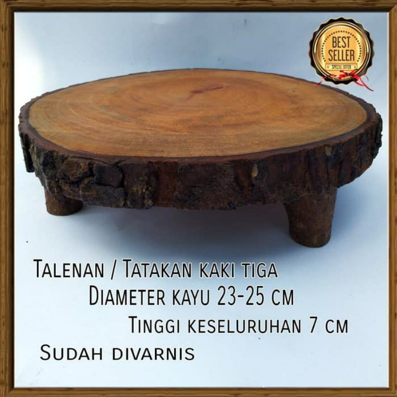 Talenan tatakan kue cutting board cake stand alas kue rustic kaki tiga