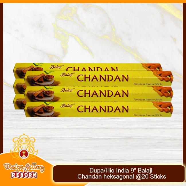 Dupa/Hio Wangi india 9&quot; Balaji Chandan heksagonal @20 sticks (6pcs/box)