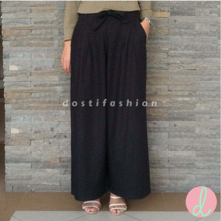 Celana Kulot Katun Jepang Linen Rami Import Bangkok Polos Jumbo Bigsize Big Size XXL Wanita Stretch