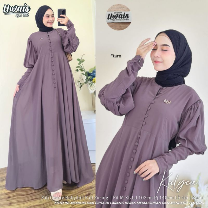 KALYCA DRESS / HELWA LONG TUNIK ATASAN WANITA PREMIUM KATUN POPLIN BY UWAIS