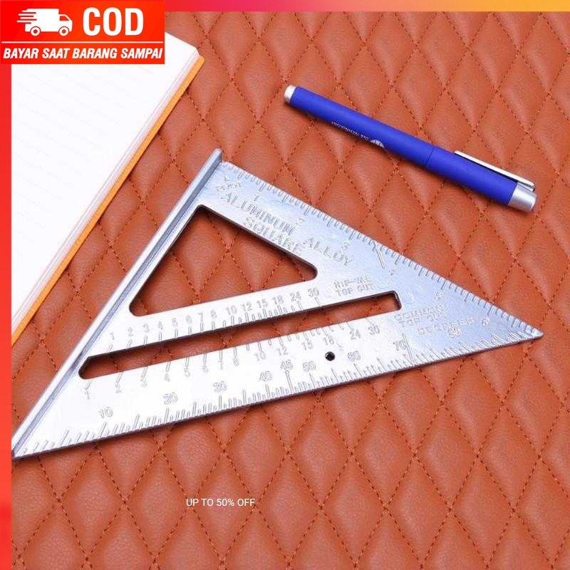 (100% BARANG ORI) Taffware Penggaris Siku Mistar Triangle Ruler Aluminium - VK18