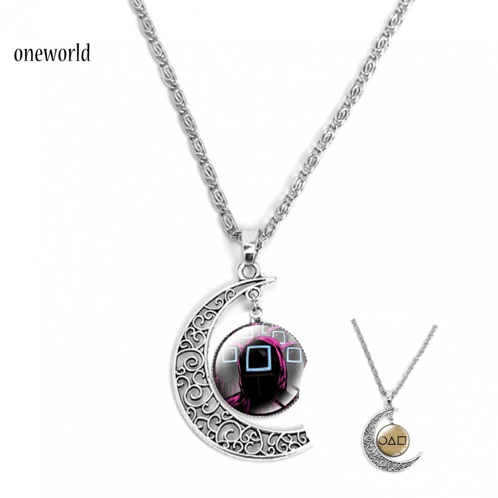 oneworld Lightweight Necklace Pendant Squid Game Themed Moon Pendant Delicate Craftsmanship for Women