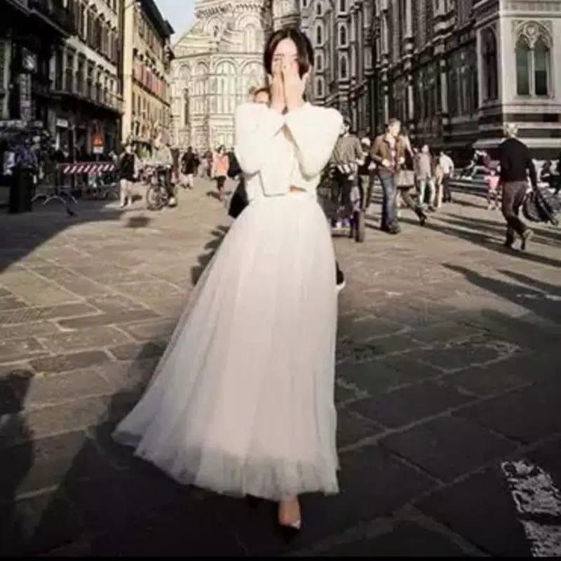 (Bisa COD) Rok tutu panjang Bkk / Rok tutu wanita maxi panjang pecah 8