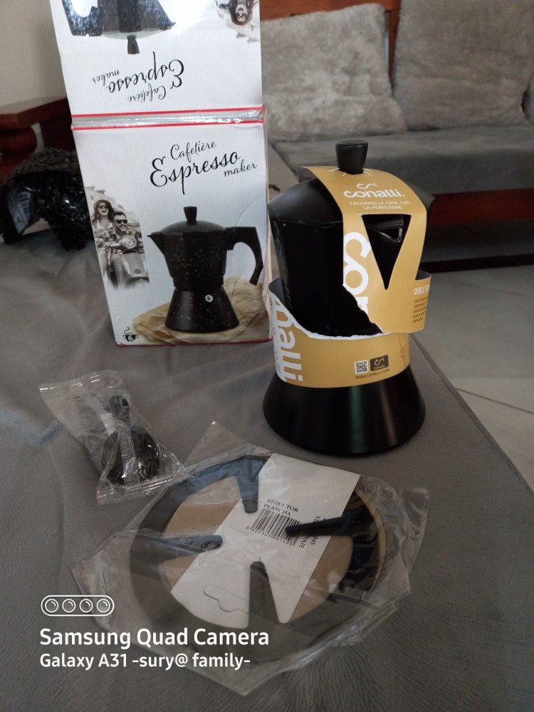 Mokapot Kompor Induksi 6 Cup 300ml - Moka Pot Induction Conalli Hitam Espresso Coffee Maker