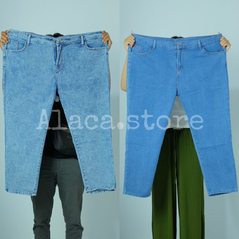 HIGHWAIST JEANS WANITA BOYFRIEND JUMBO JEANS BIG SIZE 31-42