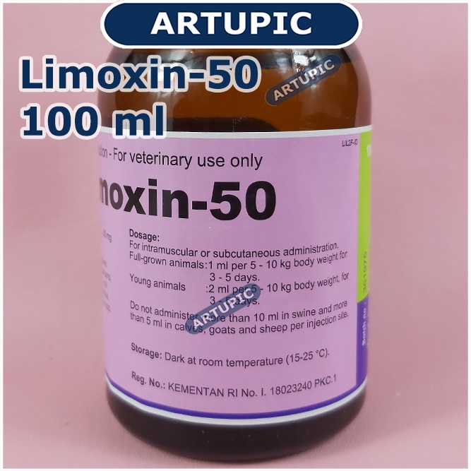 Limoxin-50 100 ml Antibiotik Spektrum Luas Hewan Ternak Oxytetracycline Sapi Kambing Babi Anjing Kucing Ayam Domba