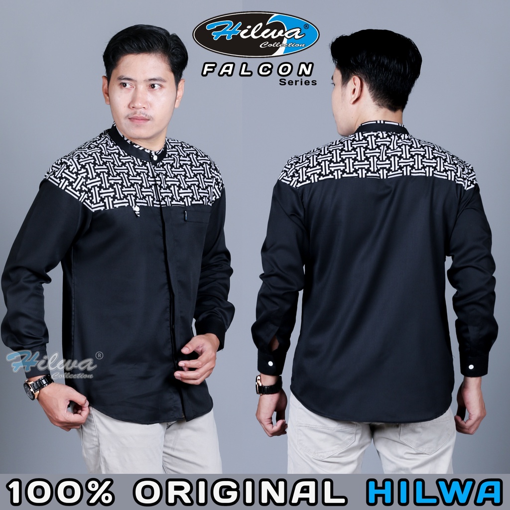 [BEST SELLER] BAJU KOKO HILWA ORIGINAL TERBARU Motif Falcon Seragam Hadroh Baju Muslim Pria Kemeja Batik Lengan Panjang