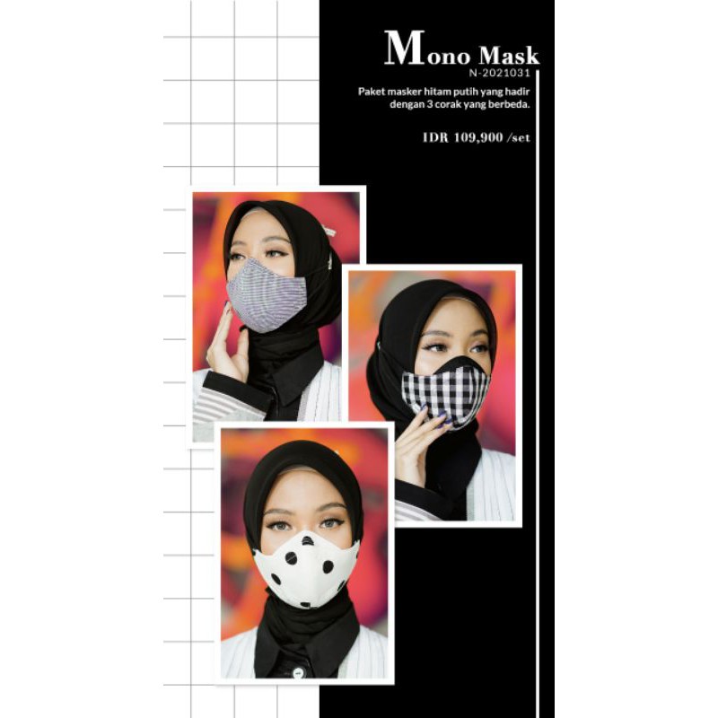 Masker Hitam Putih Tuneeca dan Tas serut Tuneeca