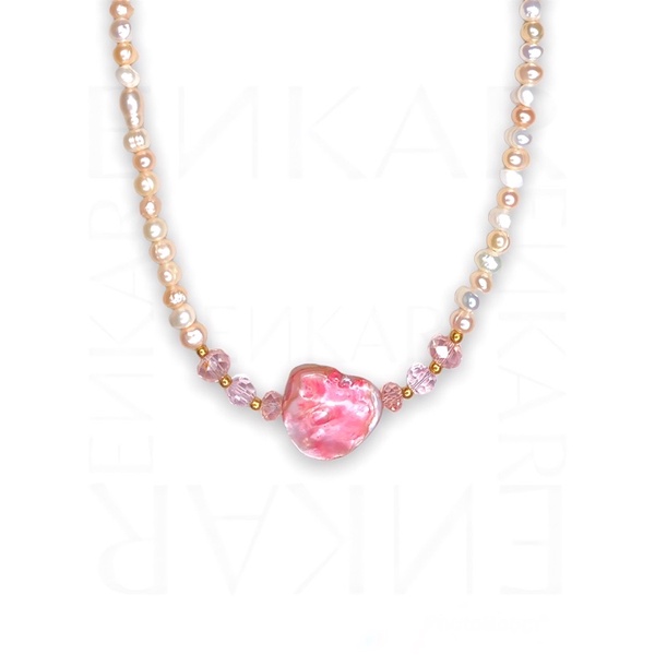 ENKAR - Pink Magnet-Oyster Freshwater Pearls Necklace [kalung mutiara air tawar]