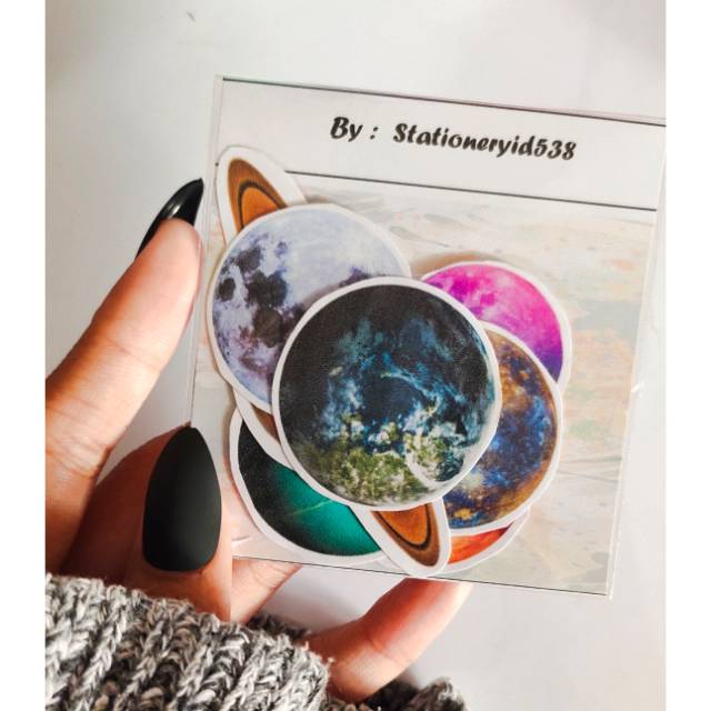 

Stiker lucu bentuk planet untuk hiasan scrapbook, notebook,dll