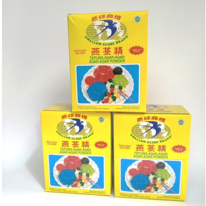 

Swallow Globe Plain Agar-Agar Powder 84gr x 3 pack PAKET EKONOMIS