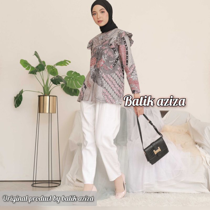 Blouse Batik Wanita Atasan batik Kancing Depan Busui Lengan Panjang motif RANUKUMOLO