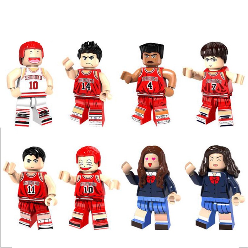 1pc Mainan Balok Bangunan Mini Figure Model Slam Dunk Sakuragi Rukawa Kaede Bahan ABS Untuk Koleksi