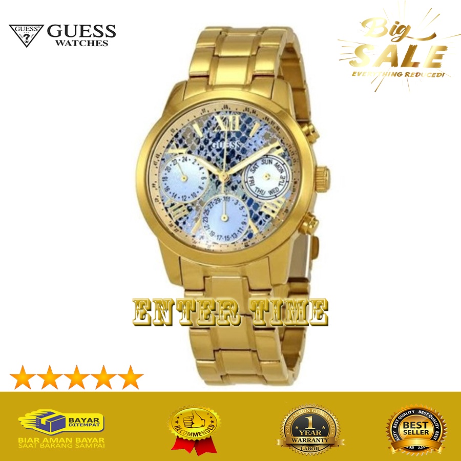 HOT PROMO  JAM TANGAN WANITA IMPORT TERBARU MERK GUESS W0448L7 STAINLESS GOLD JAM TNAGAN FASHION WAN
