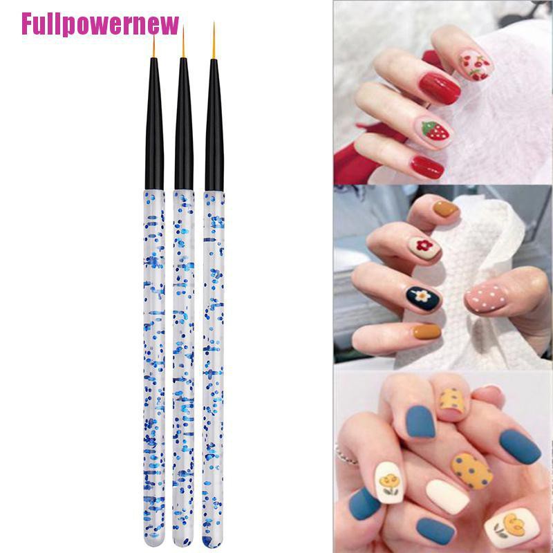 (Full) 3pcs / set Pen Brush Nail Art Uv Gel Akrilik