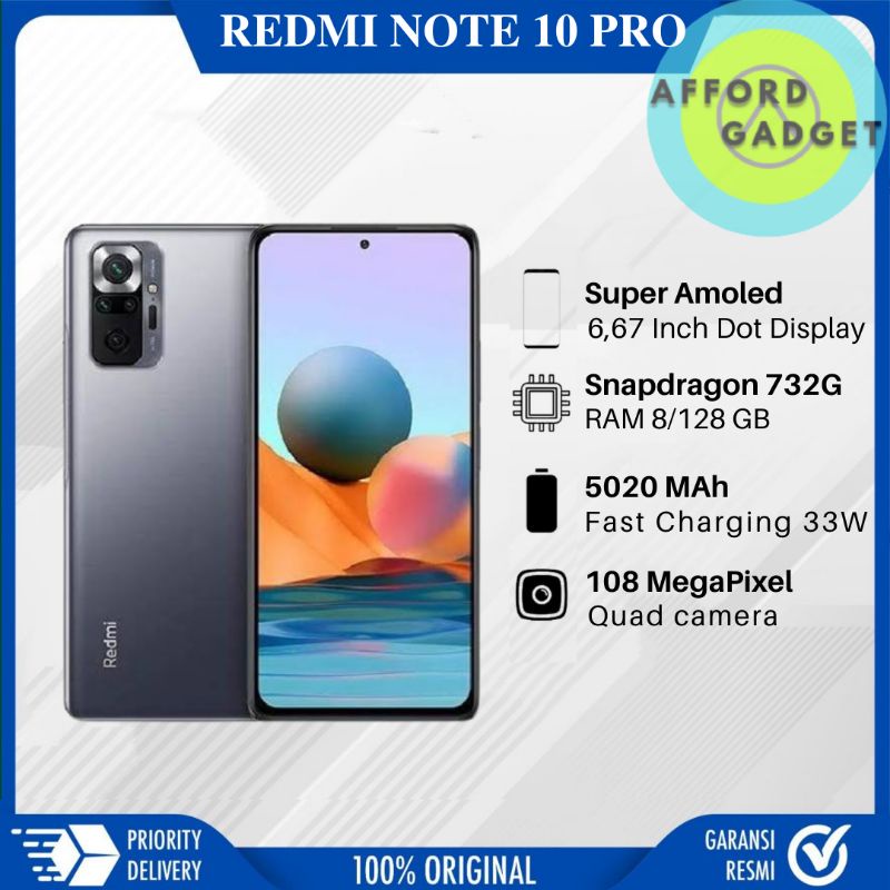 XIAOMI REDMI NOTE 10 PRO RAM 8/128 GB GARANSI RESMI