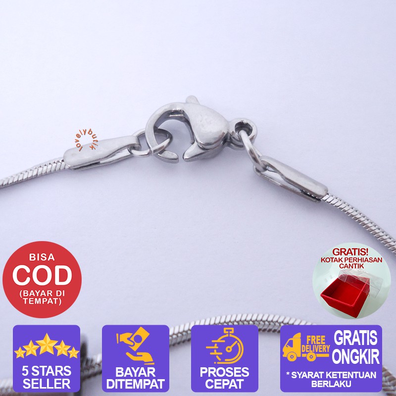 Lovelybutik Kalung Titanium Anak Anti Karat Cutie Flower Kalung Anak Uk.35 Warna Silver BONUS KOTAK PERHIASAN