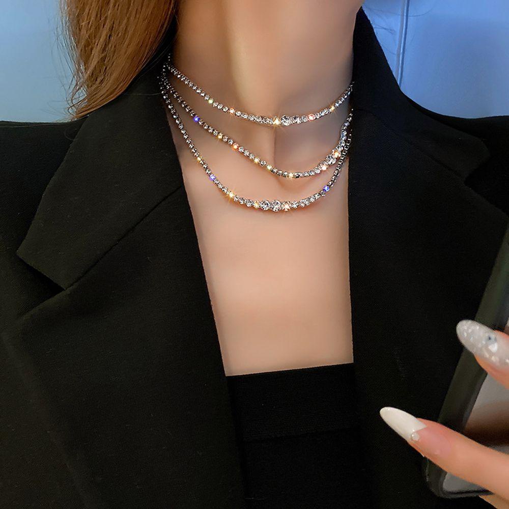 Agustinina Kalung Korea Pesta Trendi Tiga Lapis Untuk Gadis Liontin OT Gesper Leher Perhiasan