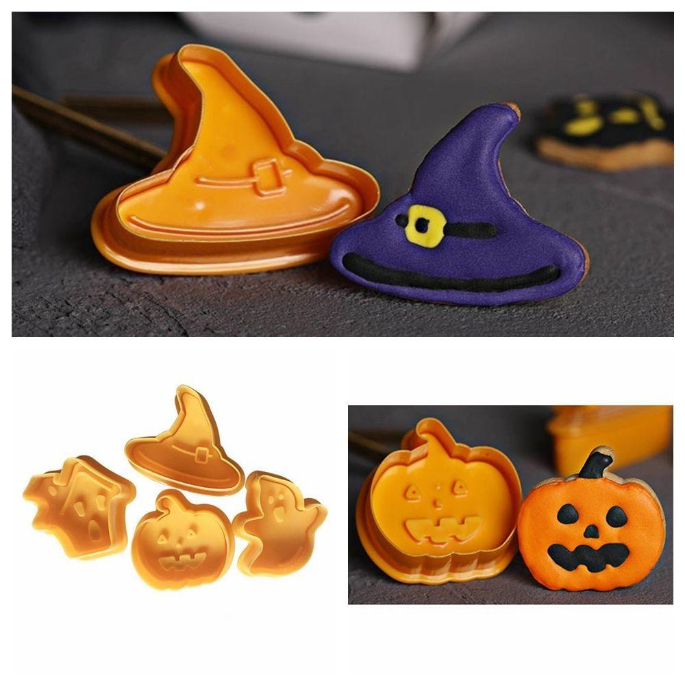 Solighter 8pcs Seri Cetakan Biskuit Halloween 3D Press Cetakan Baking Fondant Cookie Cutter