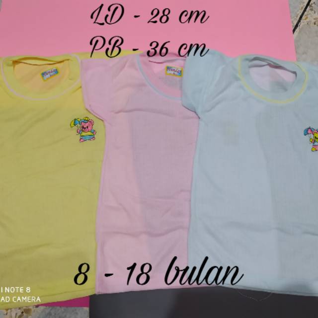 Kaos oblong harian baju lengan pendek bayi/anak 8 - 18 bulan