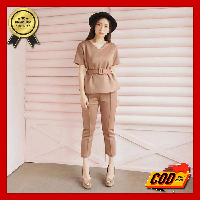 Setelan Stelan Baju Set Casual Wanita Long Tunik Set || Setelan Murah Kekinian || Ladiva Set Bahan K