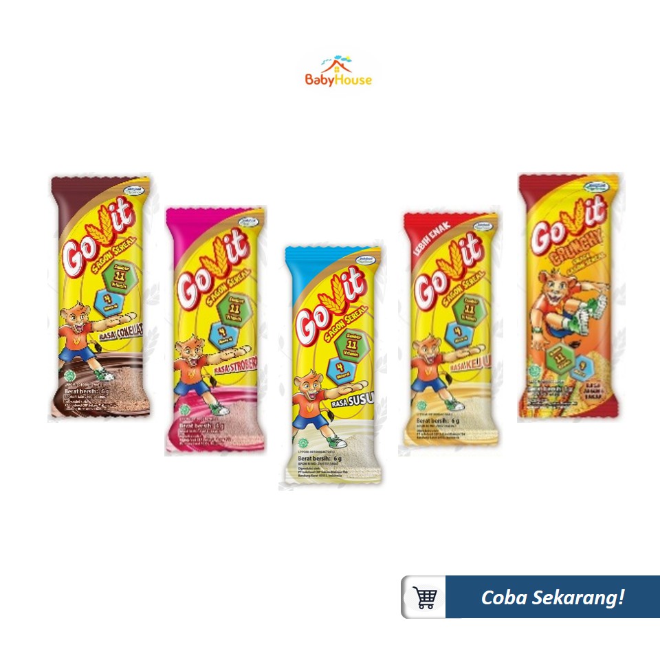 

Govit Snack Sagon Coklat/Stroberi/Susu/Keju/Jagung Bakar 6 gram x 10 pcs