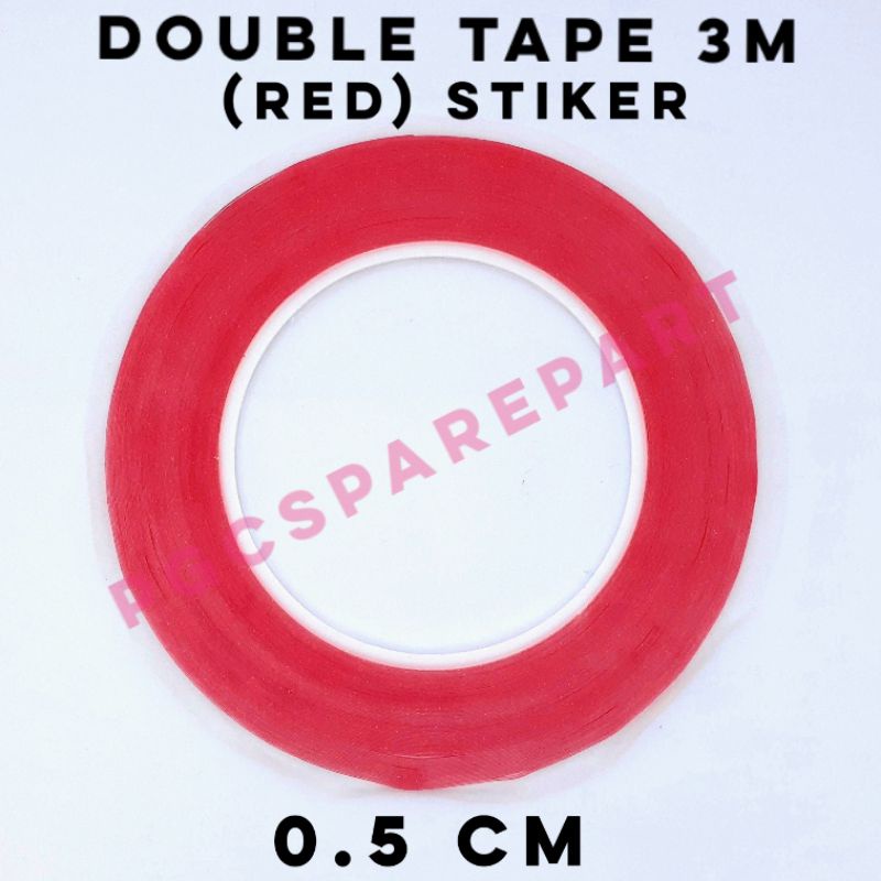 

Double Tape 3M Transparant Merah 0.5 cm - Lem Adhesive Dobel Tip Doble Red