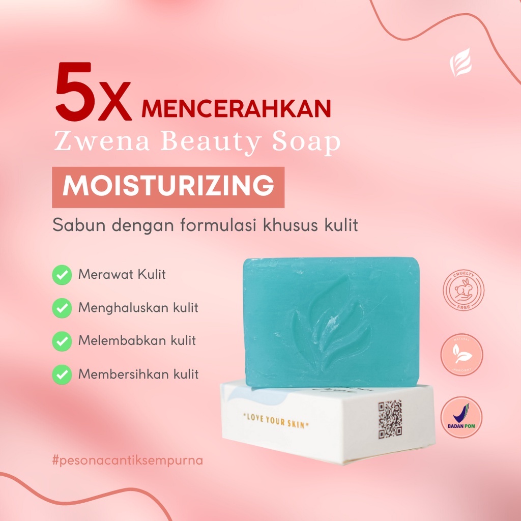 Sabun Pelembab BPOM Zwena Natural Moisturizing Skin Soap Original 100% Skincare Brightening Glowing 