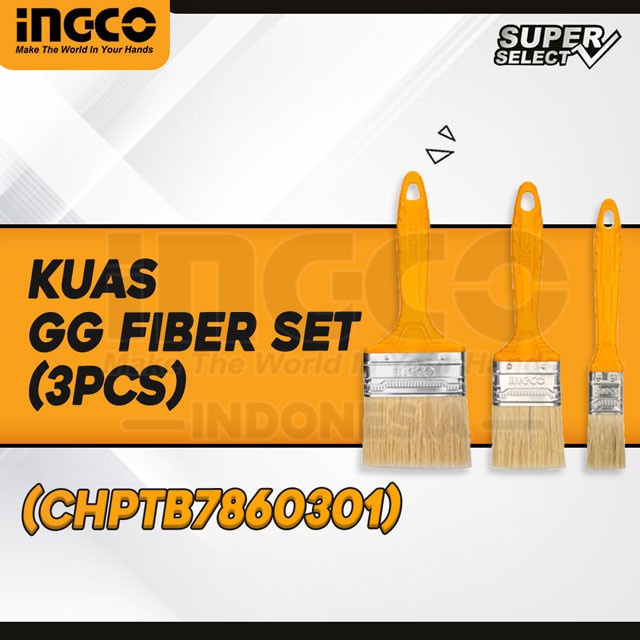 INGCO CHPTB7860301 Kuas Cat Set 3 Pcs Gagang Fiber 1 2 dan 3 Inch