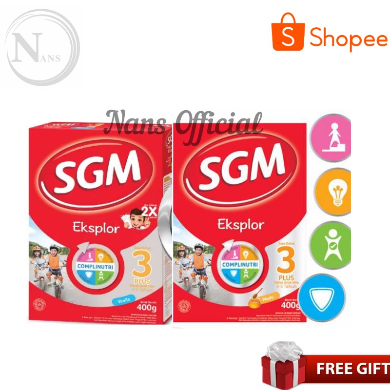 

SGM Eksplor 3+ Complinutri Madu Susu Formula Madu / Vanila 400Gram