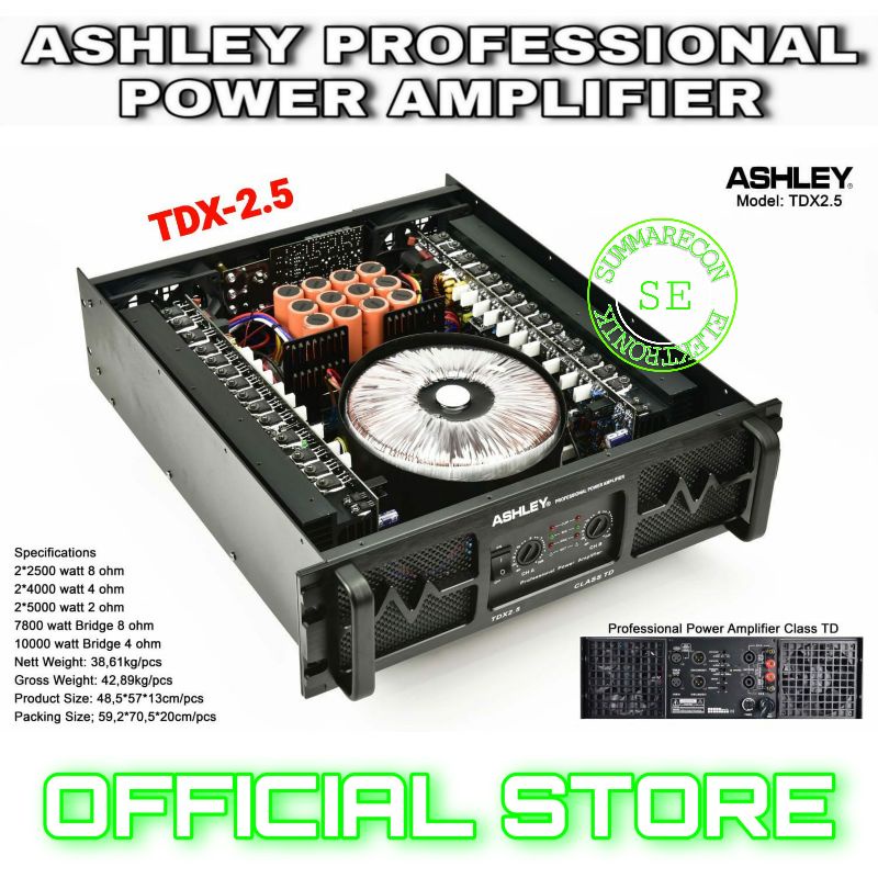 power amplifier 2 channel original ashley tdx2.5 power amplifier ashley