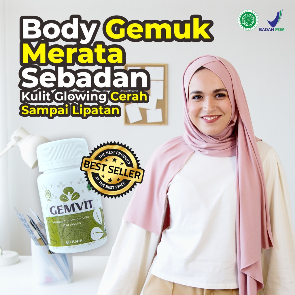 Gemvit Penggemuk penambah berat badan nafsu makan anak dewasa pencerah wajah bpom