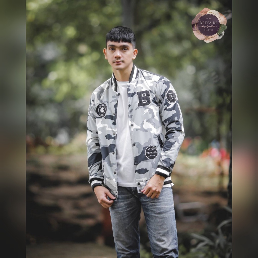 Jaket B4seball Th3 Boji3l Arm1 Lor3ng Jaket Bomber Untuk Pria Remaja Dan Dewasa